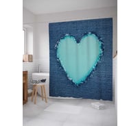 Штора (занавеска) для ванной JoyArty "Джинсовое сердце" из сатена, 180х200 см с крючками, sc_50479