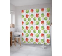 Штора (занавеска) для ванной JoyArty "Яблочный блеск" из сатена, 180х200 см с крючками, sc_52740