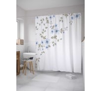 Штора (занавеска) для ванной JoyArty "Цветущий угол" из сатена, 180х200 см с крючками, sc_33937