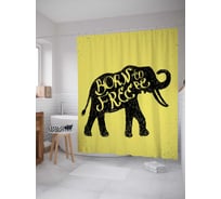 Штора (занавеска) для ванной JoyArty "Свободный слон" из сатена, 180х200 см с крючками, sc_37318