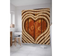Штора (занавеска) для ванной JoyArty "Сердце из лассо" из сатена, 180х200 см с крючками, sc_37957