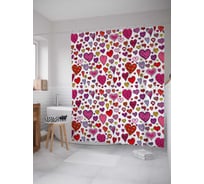 Штора (занавеска) для ванной JoyArty "Сердца дудл" из сатена, 180х200 см с крючками, sc_38014