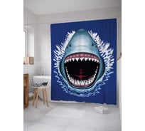 Штора (занавеска) для ванной JoyArty "Акульи челюсти" из сатена, 180х200 см с крючками, sc_38027