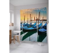 Штора (занавеска) для ванной JoyArty "Лодочная гавань" из сатена, 180х200 см с крючками, sc_3433