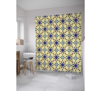 Штора (занавеска) для ванной JoyArty "Цветы в орнаменте" из сатена, 180х200 см с крючками, sc_34048