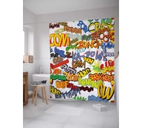 Штора (занавеска) для ванной JoyArty "Шуточные фразы комикса" из сатена, 180х200 см с крючками, sc_38693