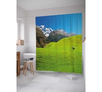 Штора (занавеска) для ванной JoyArty "Овцы на выпасе" из сатена, 180х200 см с крючками, sc_38009