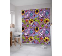 Штора (занавеска) для ванной JoyArty "Перестрелка в комиксе" из сатена, 180х200 см с крючками, sc_38692