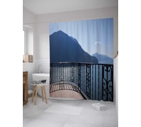 Штора (занавеска) для ванной JoyArty "Смотровая площадка над водой" из сатена, 180х200 см с крючками, sc_34793