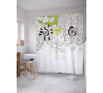 Штора (занавеска) для ванной JoyArty "Зарисовки букетов" из сатена, 180х200 см с крючками, sc_37339
