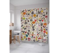 Штора (занавеска) для ванной JoyArty "Нечисть" из сатена, 180х200 см с крючками, sc_6037