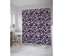 Штора (занавеска) для ванной JoyArty "Треугольные чешуйки" из сатена, 180х200 см с крючками, sc_32385