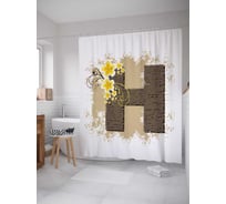 Штора (занавеска) для ванной JoyArty "Цветочная h" из сатена, 180х200 см с крючками, sc_4045h