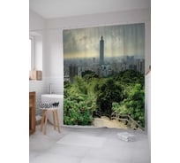 Штора (занавеска) для ванной JoyArty "Городские джунгли в Тайбэе" из сатена, 180х200 см с крючками, sc_37479