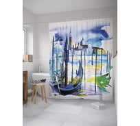 Штора (занавеска) для ванной JoyArty "Венецианская гребная лодка" из сатена, 180х200 см с крючками, sc_32109