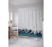 Штора (занавеска) для ванной JoyArty "Пара над морем" из сатена, 180х200 см с крючками, sc_37607