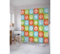 Штора (занавеска) для ванной JoyArty "Йога" из сатена, 180х200 см с крючками, sc_37556