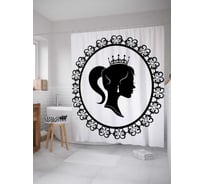 Штора (занавеска) для ванной JoyArty "Принцесса в зеркале" из сатена, 180х200 см с крючками, sc_33608