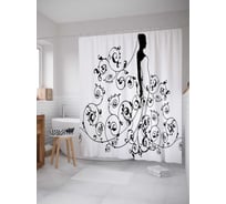 Штора (занавеска) для ванной JoyArty "Платье с завитками" из сатена, 180х200 см с крючками, sc_4854