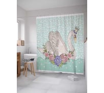 Штора (занавеска) для ванной JoyArty "Царевна лебедь" из сатена, 180х200 см с крючками, sc_33611