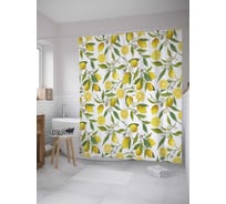 Штора (занавеска) для ванной JoyArty "Цитрусовый урожай" из сатена, 180х200 см с крючками, sc_31932