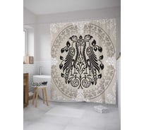 Штора (занавеска) для ванной JoyArty "Геральдические орлы" из сатена, 180х200 см с крючками, sc_32508