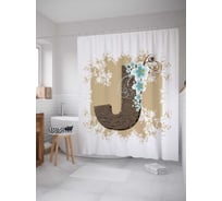 Штора (занавеска) для ванной JoyArty "Цветочная j" из сатена, 180х200 см с крючками, sc_4045J