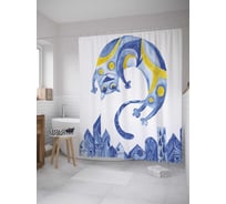 Штора (занавеска) для ванной JoyArty "Счастливый кот" из сатена, 180х200 см с крючками, sc_32273