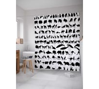Штора (занавеска) для ванной JoyArty "Разнообразие животного мира" из сатена, 180х200 см с крючками, sc_37579