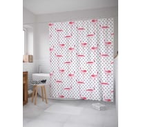 Штора (занавеска) для ванной JoyArty "Фламинго-дитя заката" из сатена, 180х200 см с крючками, sc_32418