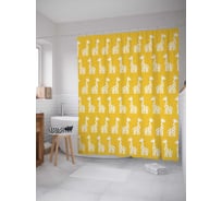 Штора (занавеска) для ванной JoyArty "Караван жирафов" из сатена, 180х200 см с крючками, sc_4686