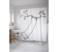 Штора (занавеска) для ванной JoyArty "Качалка на веточке" из сатена, 180х200 см с крючками, sc_32478