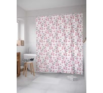 Штора (занавеска) для ванной JoyArty "Розовые цветы" из сатена, 180х200 см sc_378464