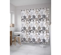 Штора (занавеска) для ванной JoyArty "Графические формы" из сатена, 180х200 см с крючками, sc_32447