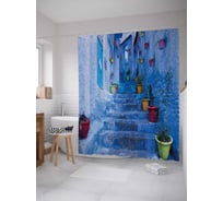 Штора (занавеска) для ванной JoyArty "Узкая улочка вверх" из сатена, 180х200 см с крючками, sc_37468