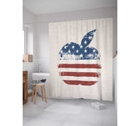 Штора (занавеска) для ванной JoyArty "Американский флаг в яблоке" из сатена, 180х200 см с крючками, sc_5034
