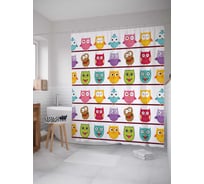 Штора (занавеска) для ванной JoyArty "Филины и совы" из сатена, 180х200 см с крючками, sc_3780