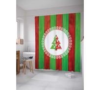 Штора (занавеска) для ванной JoyArty "Елка в полоску" из сатена, 180х200 см с крючками, sc_5527