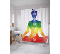 Штора (занавеска) для ванной JoyArty "Семь чакр" из сатена, 180х200 см с крючками, sc_37564