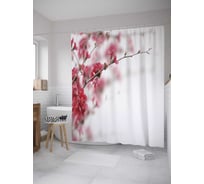 Штора (занавеска) для ванной JoyArty "Веточка бомбакса" из сатена, 180х200 см с крючками, sc_32082