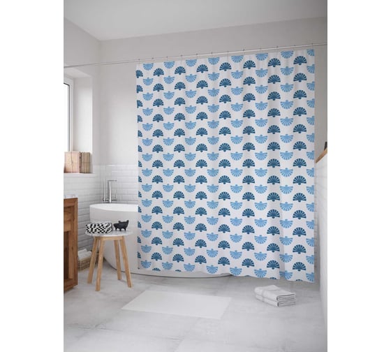 Штора (занавеска) для ванной JoyArty "Веера" из сатена, 180х200 см с крючками, sc_31885 1