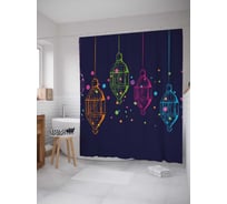 Штора (занавеска) для ванной JoyArty "Цветные светильники" из сатена, 180х200 см с крючками, sc_38785