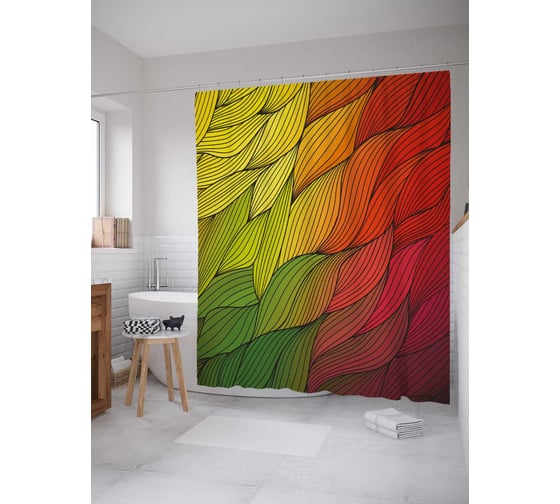 Штора (занавеска) для ванной JoyArty "Лесное море" из сатена, 180х200 см с крючками, sc_32312 1