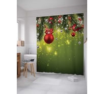 Штора (занавеска) для ванной JoyArty "Искрящаяся новогодняя елка" из сатена, 180х200 см sc_378820