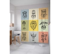 Штора (занавеска) для ванной JoyArty "Крутые хипстеры" из сатена, 180х200 см с крючками, sc_32625