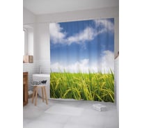 Штора (занавеска) для ванной JoyArty "Молодое поле" из сатена, 180х200 см с крючками, sc_38884