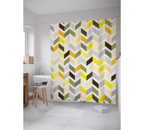 Штора (занавеска) для ванной JoyArty "Краски зигзага" из сатена, 180х200 см с крючками, sc_3997