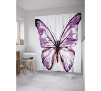 Штора (занавеска) для ванной JoyArty "Бабочка акварелью" из сатена, 180х200 см с крючками, sc_32319