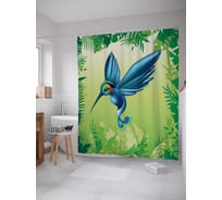 Штора (занавеска) для ванной JoyArty "Волшебство колибри" из сатена, 180х200 см с крючками, sc_3850