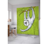 Штора (занавеска) для ванной JoyArty "Ленивец" из сатена, 180х200 см с крючками, sc_37867